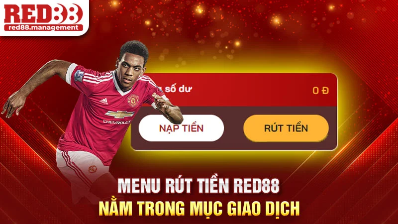Menu rút tiền nằm trong mục giao dịch